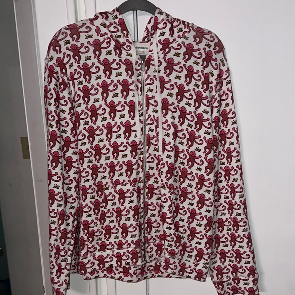 Roller Rabbit Pink and White Monkey Hoodie
